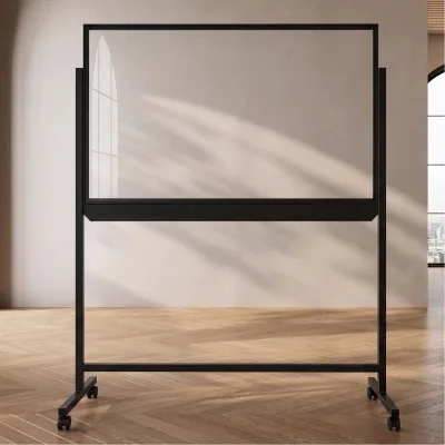 OEM ODM Mobile Tempered Glass Whiteboard Manufacturer  Custom Size Frame Color Logo Glass Dry Erase Board on Casters Factory