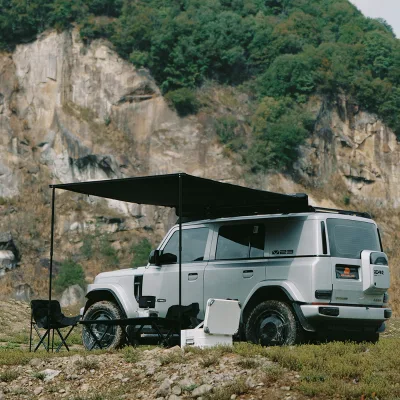 ADA OVERLAND OEM Folding Side Parallel Tent Awning with LED Light Bar 4x4 Offroad Camping EVA Roof Tent