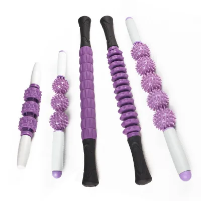 Tri-Vinyasa Yoga Acupressure Ball Roller ABS Steel Pipe Pointed Nubs Muscle-Relaxing Multi-Functional Fitness Massage Stick