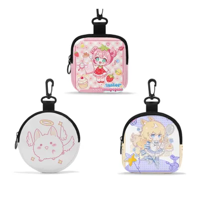 Custom Logo Cheap Price Fashion Portable Keychain Mini Coin Purse Key Case Storage Bags Pendant with Buckle for Promotional Use