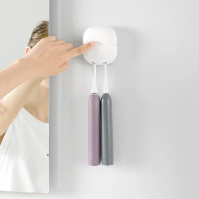 2026 New Arrival Universal Household Wall-Mounted No-Drill UVC Sterilizing Toothbrush Holder with Disinfection & Drying Function