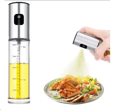 Kitchen 100ml Oliver Oil Vinegar Spritzer Sprayer Glass Bottle Oil Sprayer With Measuring Scale for Air Fryer Salad Barbecue