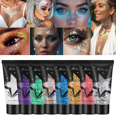 MOLIANJI OEM ODM OBM Factory Direct Wholesale Private Label Body Highlighter Shimmer Oil Decoration Hair Glitter Party Styling