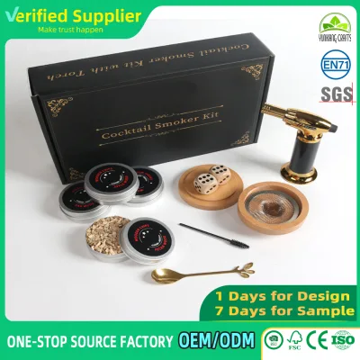 Cocktail Smoker Kit with 4 Wood Chips,Whiskey Drink Smoker Set,Wooden Cocktail Smoker for Bar Home Cocktail Making Gift