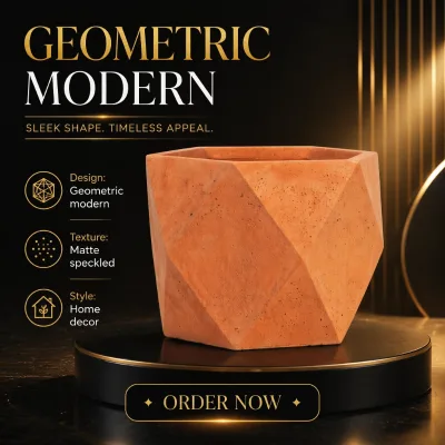 Nordic Geometric Integral Color Cement Planter Pot, Modern Terracotta Colored Flower Vase for Home & Garden