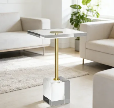 Acrylic Square End Table and Side Table with Modern Design Durable Construction for Living Room and Home Office Use