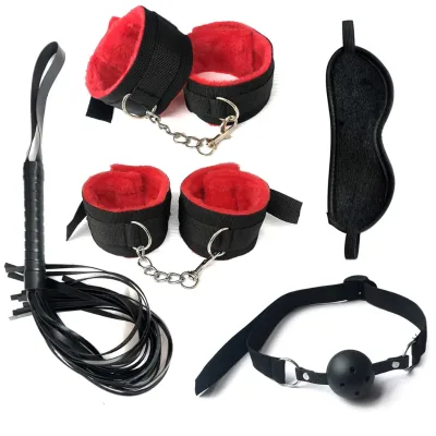 Cheap 4pcs Set Colors Bdsm PU + Nylon Genuine Bondage Set Harness Custom Bondage Kit CE ROHS Certified Handcuffs Bondage Gear