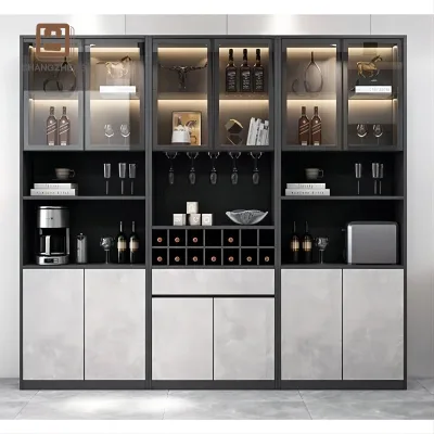 Custom Modern Home Furniture Solid Iron Simple Creative Panel Wood Wine Rack Display for Restaurant Style From Floor to Ceiling