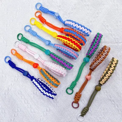 Woven Keychain Mobile Phone Lanyard Wrist Rope Colorful Fashionable Versatile Girls' Outdoor Sports Lanyard Sturdy and Durable