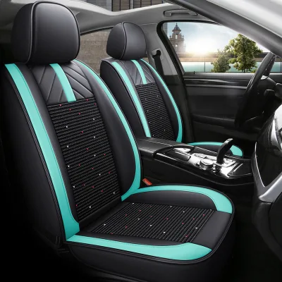 Car Seat Covers Full Set Luxury Leather Full Set Four Seasons General Cushion Cartoon Motors Green Car Ventilated Seat Covers