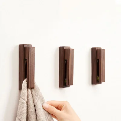 Creative Solid Wood Towel Rack Hook Punch-free Bathroom Rack Bathroom Towel Storage Kitchen Rag Hook