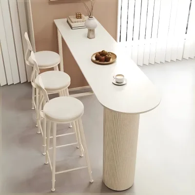 Modern High Top Bar Table | Luxury Rock Slab Bistro Table for Living Room & Balcony