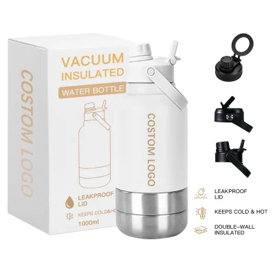 Custom 32oz 304 Stainless Steel Pet Water Bottle Double-Wall Vacuum Flask Insulated Portable Dog Travel Drinkware