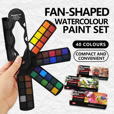 Fan Shaped Foldable Watercolor Paint Solid Watercolor 20 30 40 Colors Pocket Watercolor Kit