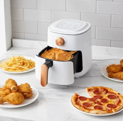 Home Kitchen 4L Air Fryer, 1100W Mechanical Control Air Fryer with Timer & 6 Cooking Menu Suggestions