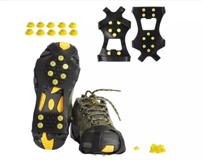Outdoor Silicone Anti Slip Ice Shoe Boot Grips Elastic Non slip Crampon Snow Spikes