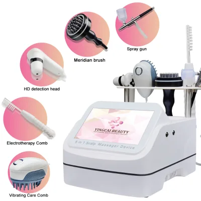 Led Therapy Hair Grown Scalp Massaging Brush 5 in 1 Skin Analyzer Scalp Massager Brush for Hair Growth Machine