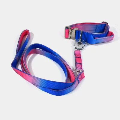 Customized Colorful Gradient Color Tactical Pet Collar Traction Rope Set Quick Release Print Aviation Aluminum Metal Clip