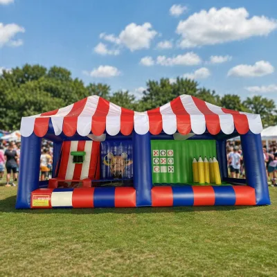 Multi-function Indoor/Outdoor School Carnival Fair Game Booth with Ring Toss Bull Head Stall