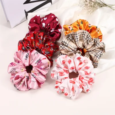 Custom Silk Hair Scrunchies Ponytail Holder Satin Elastic Band Cute Scrunchies Satin Silk-like Hair Tie
