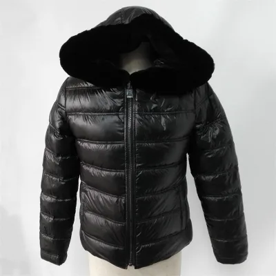 Wholesale Ladies Rabbit Fur Coat Warm Casual Woman Hooded Reversible Sheared Rex Rabbit Down Jacket