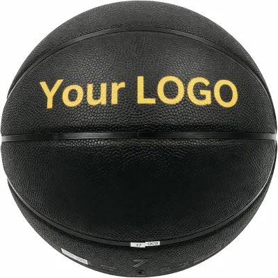 Black Series Multi-Piece Custom Basketball 5 Moisture Sweat Absorbing PU Leather Nylon Wound Rubber Bladder 620-650g Weight
