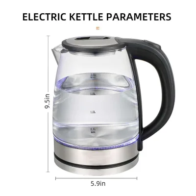 Best Selling Fast 2.0L Glass Electric Kettle with Keep Warm Feature Home & Hotel Portable Cordless Water Heater