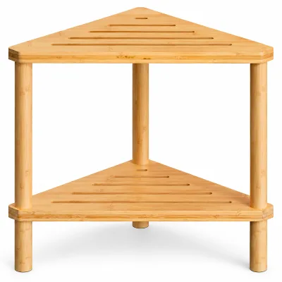 Custom Bamboo Bathroom Stool Shower Bench Thickened Bamboo Shoe Changing Stool Double-layer Shelf Stool