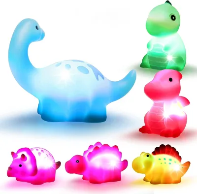 Baby Bath Tub Toy Dinosaur Bath Toys Light-Up 6 Packs Floating Bath Toys Set for Baby Toddlers Kids