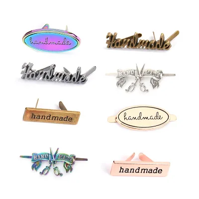 Customized Fashion Handmade Brand logo Metal Bag Tag Durable Metal Bag Label for Clothing or Handbag