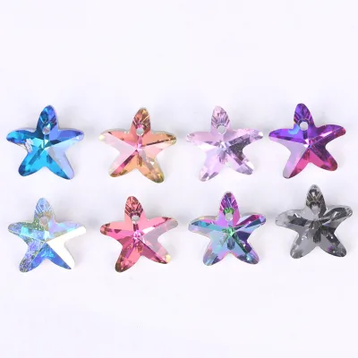 14MM Starfish Shape Crystal Pendant Colorful Crystal Sea Star Beads for Jewelry Making DIY Crafts