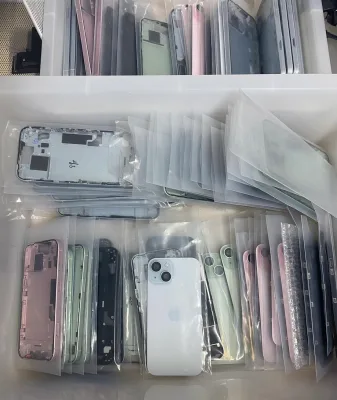 Original Battery Housing Glass for iPhone 15/15 Plus Used Mobile Phone Replacement Middle Frame Back Glass Mobile Phone LCDs