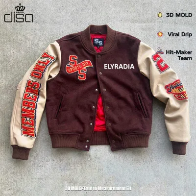 Custom High Quality Vintage Winter Fall Men's Baseball Varsity Jacket Canvas Embroidered Style Stylish High Street Design