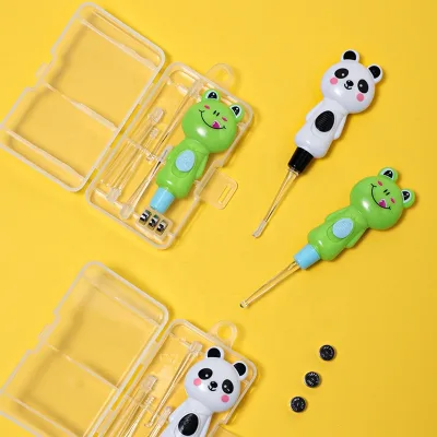 Wholesale LED Lighting Cute Animal Ear Spoon Spiral Tweezer Earwax Remover Ear Cleaning Tool Kit for Kids