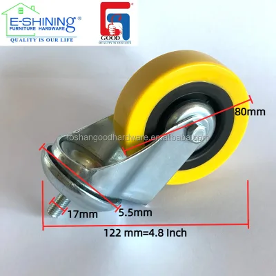 4.8inch Fixed PVC Caster Wheels Customizable Heavy Duty Furniture Industrial Trolley Casters