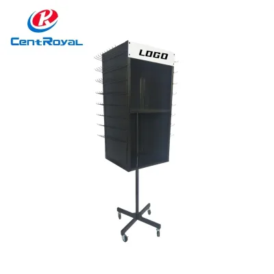 Centroyal Customizable Size Color Floor Standing Metal Spinning Wig Hair Extension Hanging Rack Pegboard Stationary Display
