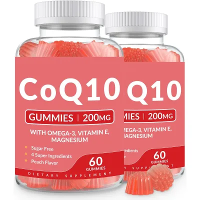 Sugar Free CoQ10 Gummies, Coenzyme Q10 Gummies for Adults, Co Q10 Supplement with Omega-3, Vitamin E & Magnesium
