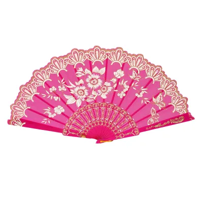 Wholesale Lovely Model Colorful Acacia Beans Lolita Flower Pattern Handmade Plastic Folding Bride Hand Fan for Wedding Parties