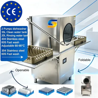 Freestanding Stainless Steel Commercial Hotel Restaurant Dishwasher 500 Sets Capacity Industrial Glass Dish Washing Machine