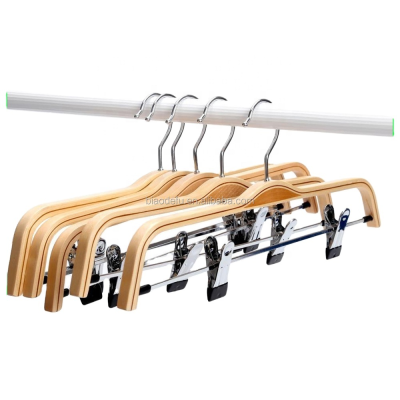 Beatiful Hanger Light Wooden Hangers, Sturdy Wood Pants/Clothes Hangers, Polished Hooks and Clips