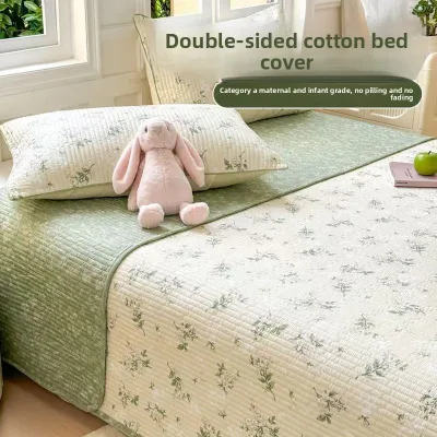 Class Mother-and-baby-grade Double-sided Pure Cotton 40-count Floral Pattern Quilted Bedspread; Reversible Non-slip Blanket;