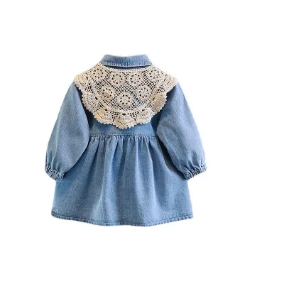 2022 Spring New Foreign Style Dress, Children's Korean Version Shawl Denim Skirt, Girl Baby 1-8 Years Old Spring Princess Skirt