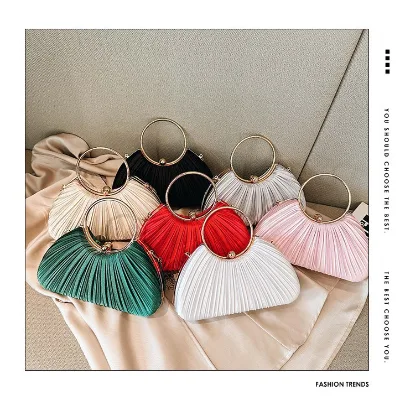 Women's Fashionable Evening Bag New Pleated Design Polyester Lining Handbag Clutch for Socialite Banquets Dinner Parties Elegant