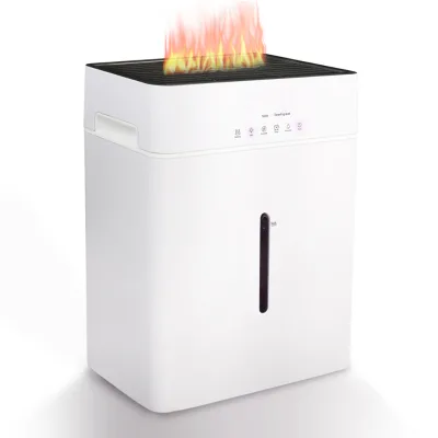 Flame Humidifier with Fine Mist Digital Screen Display Remote Control Constant Humidity Timer Heating Light Effects for Bedroom