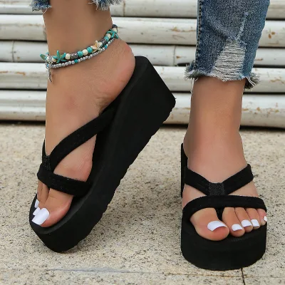 Women's Summer Spot High Heels Fashion Trendy Cool Dragging Legged European and American Beach Shoes