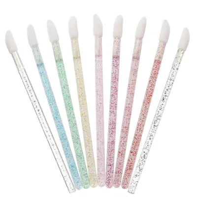 Top Quality 50pcs Diamond Handle Mascara Wands for Make up Disposable Crystal Lip Gloss Brushes Eyelash Extension Tools