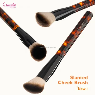 Luxury Design Slanted Heart Base Makeup Brush with Amber Acetate Handle for Concealer & Shaving Brush Use