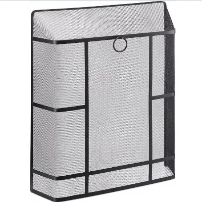 Wire Mesh Black Bronze Metal Mesh Decorative Fireplace Log Holder 3 Panel Fireplace Screen
