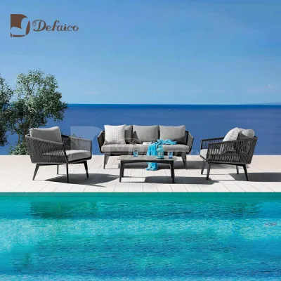 High End Villa Balcony Patio Outdoor Modern Rope Sofa Set Outdoor Living Sectional Furniture Sets