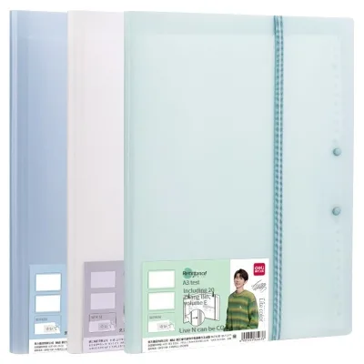 Deli 72771 Folder Loose-leaf Exam Paper Holder A3 Large Capacity Roll Storage Bag Book Clip for Junior High School Students